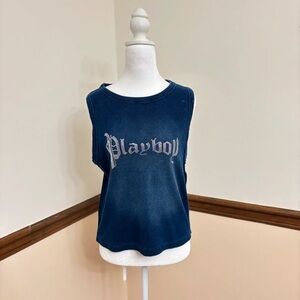 PLAYBOY Blue Muscle Tee Sleeveless Top